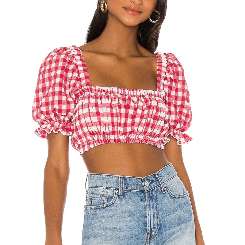NEW Montce Red Gingham Marcela Top XS